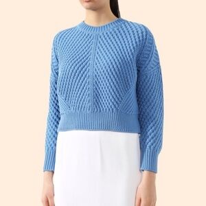 Vince Directional Crewneck Sweater Blue Size XS Knit Ribbed